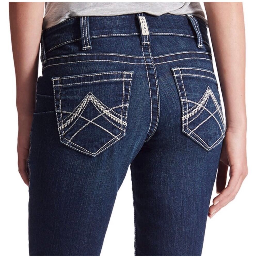 Ariat R.E.A.L. Straight Leg Jean Ocean Blue 33 Long Cowgirl Western Rodeo Casual - Picture 2 of 12